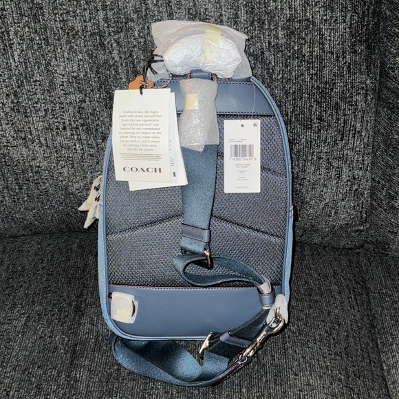 Coach Charter Crossbody Pack Bag in Silver/Indigo Denim & Calf Leather NWT - Picture 8 of 16